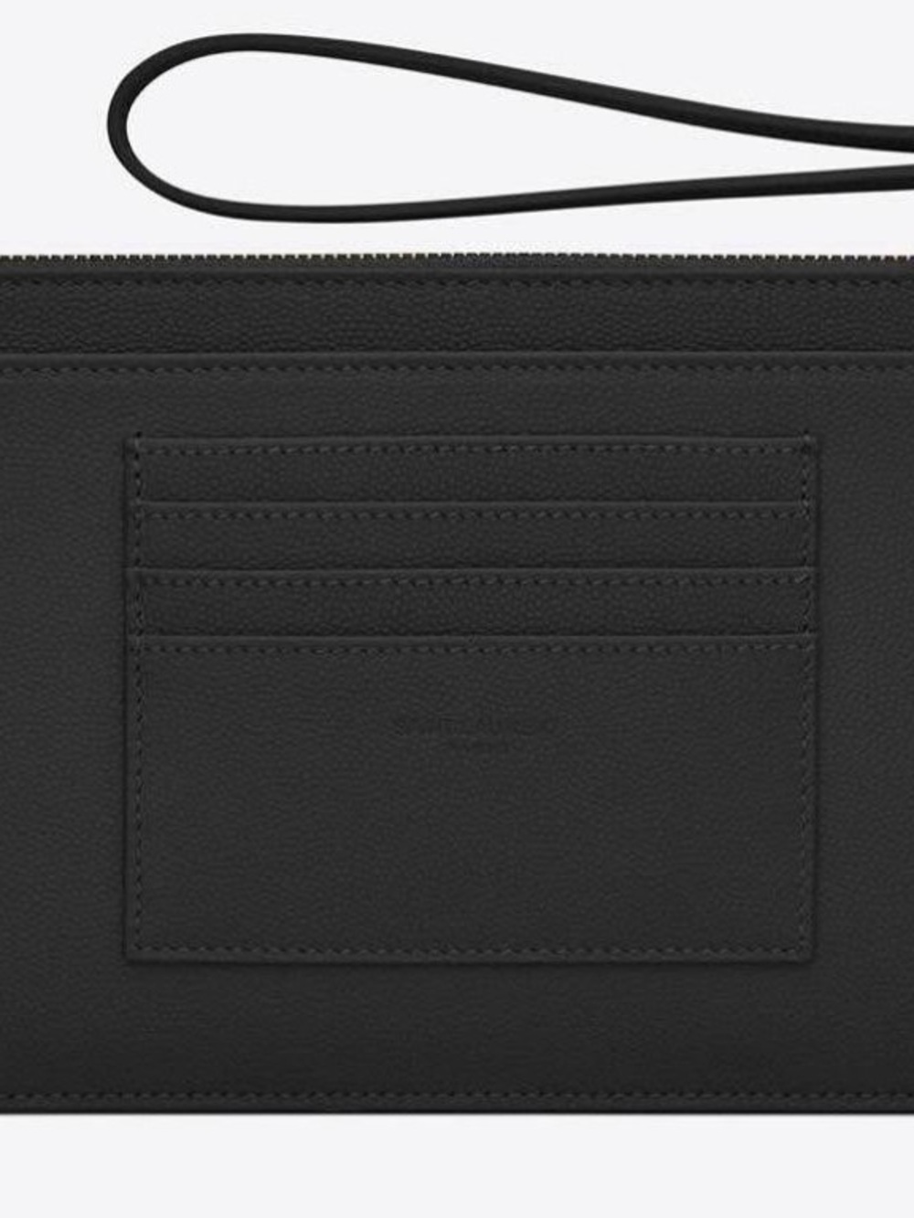 Saint Laurent Black Quilted Wristlet Clutch with Gold YSL Logo - Picture 5 of 9